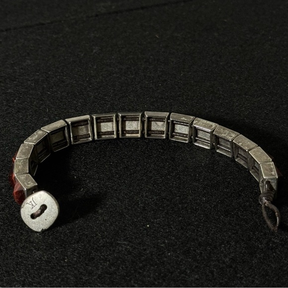 Jewel Kade Silver and Red Geometric Bracelet - Picture 3 of 3